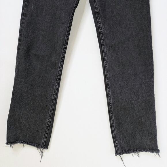 RE/DONE '70s Stovepipe 28 Black High Rise Raw Hem Vintage Revival Grunge Denim - Picture 6 of 12